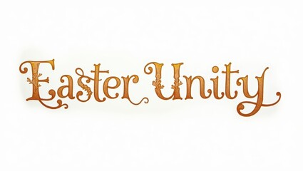 Wall Mural - Elegant Easter Unity Calligraphy Design Gold Text on White Background