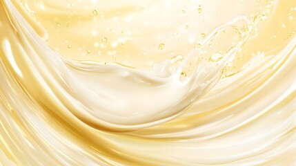 Fototapete - Captivating abstract fluid wave design in shimmering golden yellow and soft light tones  Elegant flowing and dynamic motion creates a mesmerizing hypnotic and transcendent visual experience