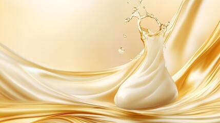Aufkleber - Captivating image showcasing a visually stunning cascade of golden liquid like fluidity in dynamic abstract motion  The shimmering metallic tones and elegant flowing lines create a mesmerizing