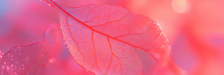 Fototapete - Intricate leaf veins captured in a blurred close-up with soft bokeh highlights