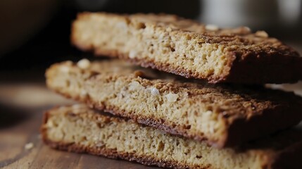 Wall Mural - Stack of delicious homemade biscotti cookies on a wooden surface