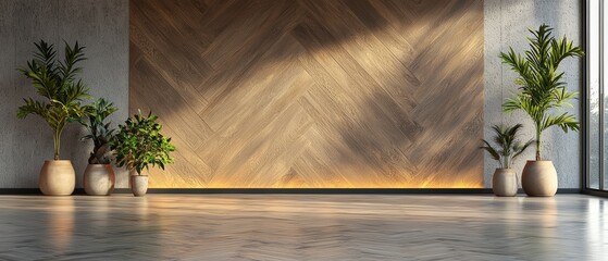 Wall Mural - elegant brown wooden wall with diagonal plank pattern enhances modern interior design aesthetic with