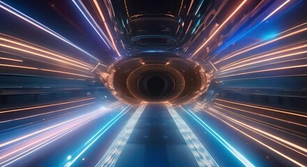 Wall Mural - abstract hyperspace tunnel animation that transports time space scifi interstellar travel wormhole f