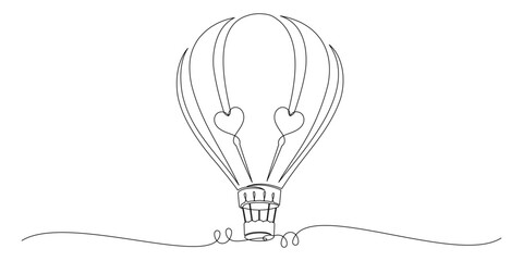 Wall Mural - hot air balloon continuous line art style 4