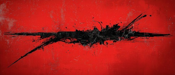 Wall Mural - abstract digital artwork with deep crimson background and black textures for stunning visual impact
