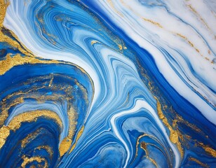 Canvas Print - elegant blue and gold marble abstract texture