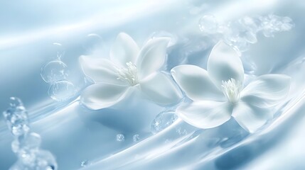 Aufkleber - Ethereal and Enchanting White Flowers in Soft Blurred Nature Background  Delicate and Fragrant Floral Blossoms Captured in a Serene Peaceful and Dreamy Atmosphere