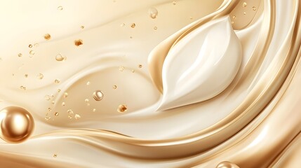 Fototapete - Luxurious fluid swirls and spirals in warm creamy and golden neutral tones create a sensual elegant and captivating abstract aesthetic
