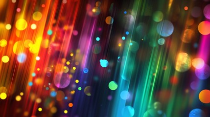 Abstract background with vibrant bokeh lights and colorful diagonal stripes pattern