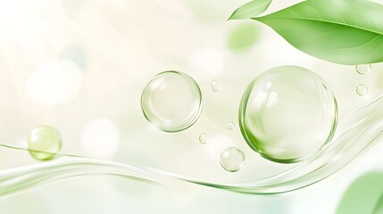 Leinwandbilder - macro closeup of transparent bubbles of water on green leaves showcasing the natural beauty and serenity of the environment  The image captures the purity clarity and delicate balance of nature