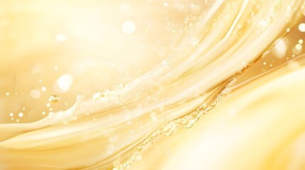 Aufkleber - Shimmering Golden Wave of Flowing Energy and Motion in a Mesmerizing Digital Artwork  Elegant luminous and captivating abstract design with a smooth glowing gradient and fluid swirling curves