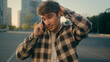 © Yuliia - Confused anxious man rich businessman guy male driver broke car on road talk mobile phone call service tow truck assistance vehicle breaking problem with automobile transport insurance auto in city