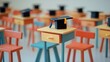 © Fenny - Graduation caps on classroom desks; education future