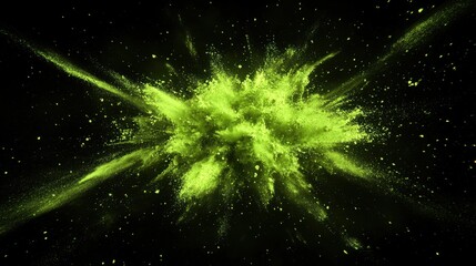 Wall Mural - energetic neon green powder explosion on white background | abstract vibrant texture for design proj