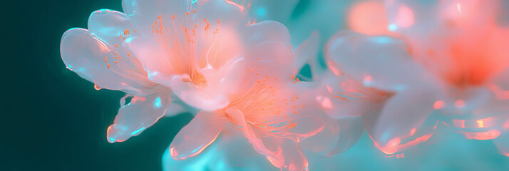 Fototapete - Delicate penta blossoms illuminated by soft colors in a serene environment