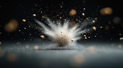 Powder Explosion of a Pill on Dark Background