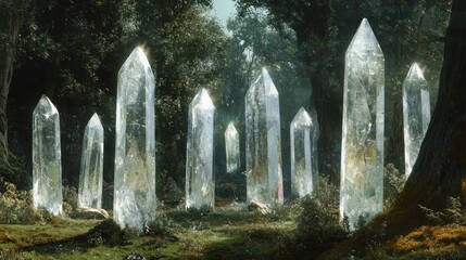 Canvas Print - Crystalline Forest: A Mystical Digital Artwork