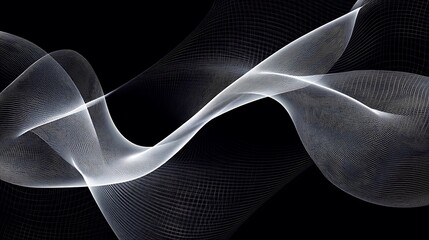 Abstract white wave, dark background, design