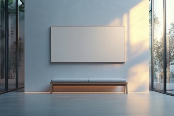 Wall Mural - Minimalist Billboard Mockup on Clean White Wall in Modern Interior