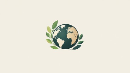 Wall Mural - Earth globe with green leaves, ecological concept, use for environmental campaigns