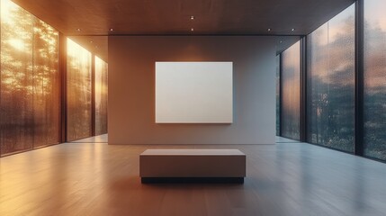 Wall Mural - Minimalist Gallery Interior with Clean Vertical Frames and Billboards