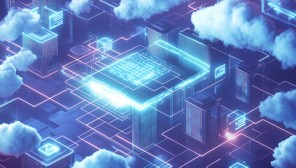 Cloud computing digital information and cyberspace background