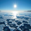© Sourithideth - A frozen lake shines with a blanket of glittering ice, icy surface, crystal clear water