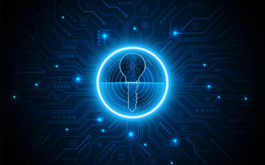 Leinwandbilder - technology circuit board key icon. Cyber ​​data security and privacy concept. modern technology innovation concept background	