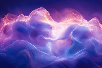 Wall Mural - abstract artwork depicting flowing, luminous purple and pink waves, creating a dreamy, ethereal land