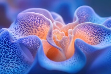 Wall Mural - abstract close-up of a bioluminescent, textured, undulating organic form, evoking feelings of depth 