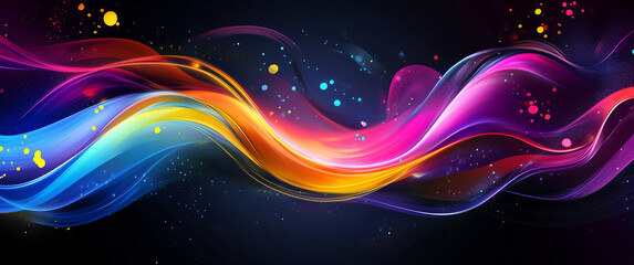 Wall Mural - vibrant abstract color waves with dynamic light effects