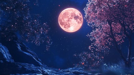 Wall Mural - night sky with stars, moon, and majestic cumulonimbus clouds, capturing the beauty of celestial wond