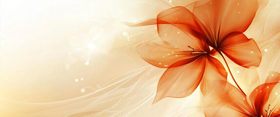 Wall Mural - elegant abstract floral design with soft orange petals