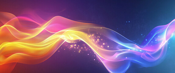 Wall Mural - colorful abstract light waves in gradient blue purple and yellow