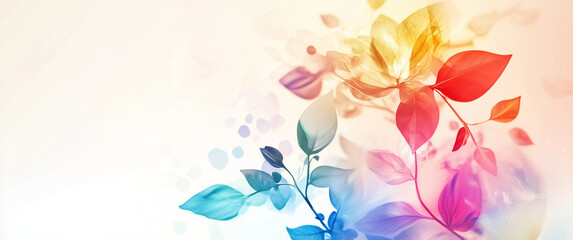 Wall Mural - colorful floral abstract design with transparent leaves and light background