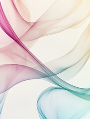 Poster - Flowing abstract lines evoke gentle spring breezes in pastel tones with spacious area for text. Generative AI