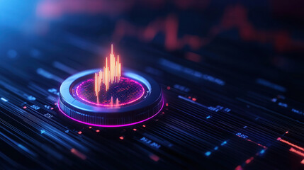 Wall Mural - futuristic digital interface with glowing data visualization elements and dynamic infographics, show