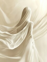 Leinwandbilder - Elegant flowing silk fabrics in soft lighting create a serene atmosphere for artistic expression in a neutral setting. Generative AI
