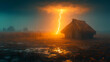 © Diki - Lightning Strikes Isolated Hut in Dark Night Field