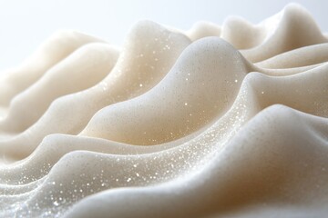 Wall Mural - abstract image of glistening, undulating beige forms resembling sand dunes or cream texture.