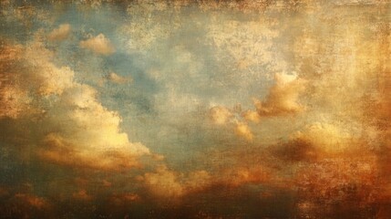 Wall Mural - Golden Hour Cloudscape: A Textured Celestial Canvas