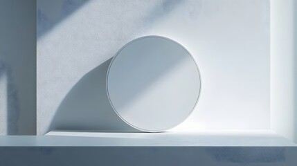 Aufkleber - A simple and clean white spherical geometric object displayed against a plain minimalist gray backdrop creating a modern and elegant visual composition with smooth surfaces basic shapes