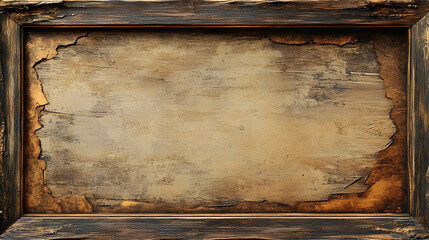 Aufkleber - Aged and weathered wooden frame with a distressed grunge like texture and vintage rustic effect perfect for use as a background design element or for creative projects