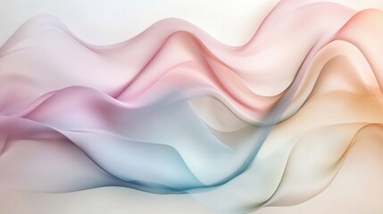 Poster - Flowing abstract lines reminiscent of gentle spring breezes with spacious pastel tones inviting calm and reflection. Generative AI