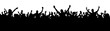 © dlyastokiv - Crowd of people silhouette, happy young group party people together, cheering crowd on concert or sport event, cheerful fans