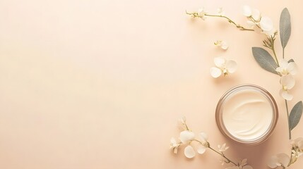 Aufkleber - Delicate white flowers in a natural arrangement set against a soft pastel colored background  This serene calming and elegant image evokes a sense of tranquility purity and simplicity