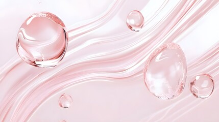 Aufkleber - Elegant and flowing glass bubble liquid wave in soft pink pastel tones creating a mesmerizing and harmonious abstract design with a premium modern and look and feel