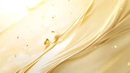 Poster - Elegant golden fluid motion abstract background texture with smooth swirling lines and a dreamlike ethereal Perfect for premium digital designs presentations websites and other creative projects