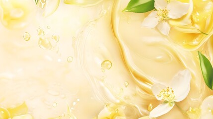 Poster - Soft and Enchanting Yellow Flower Petals with Delicate Blossoms in Dreamy Pastel Light  Romantic and Feminine Floral Background with Serene Airy and Luminous Aesthetic