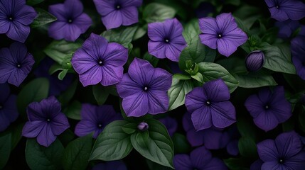 Wall Mural - Purple flowers bloom in garden, nature background, floral design